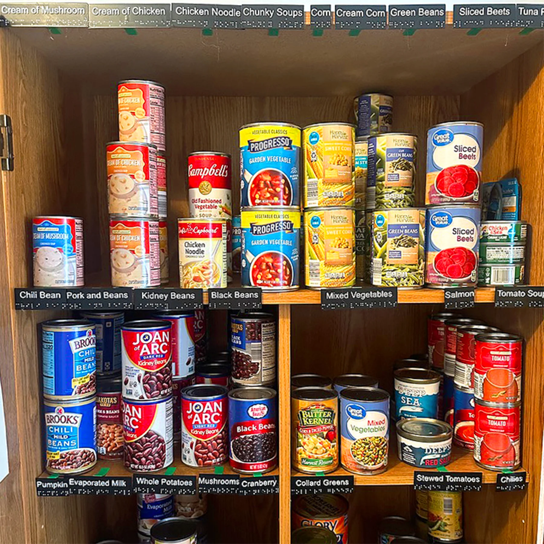 Braille Labels for pantry shelfs