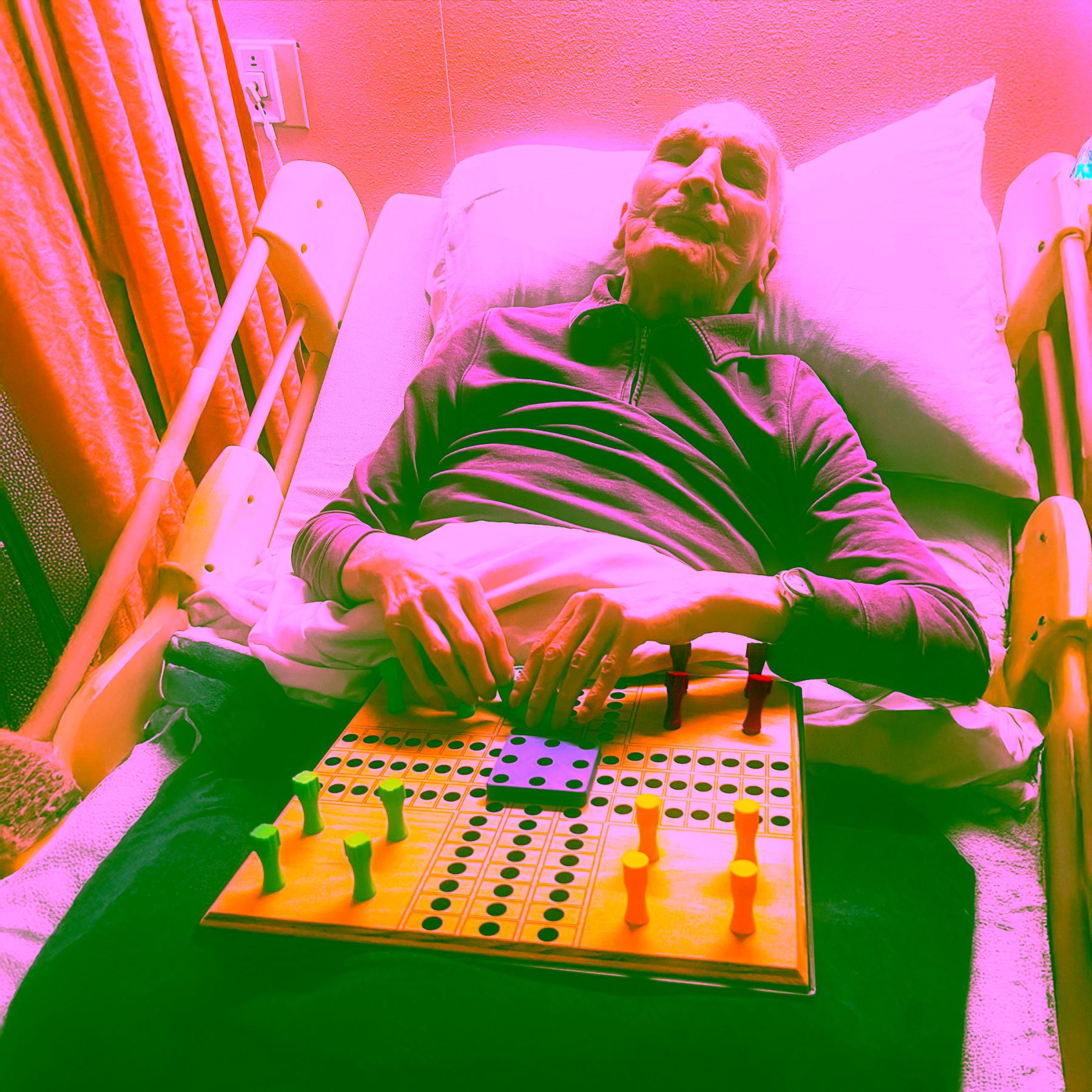 Tactile Parcheesi Board in use