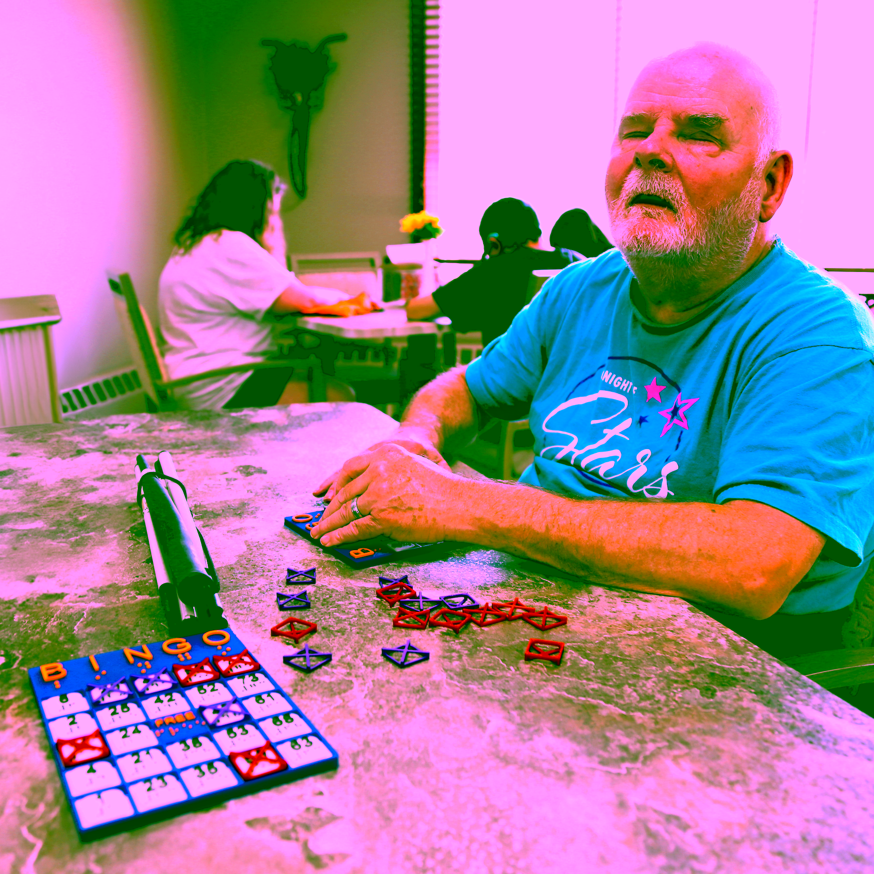 Man using a braille bingo card