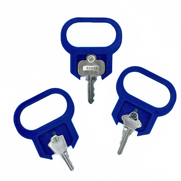3 blue 3d printed key turners with keys product photo 3 blue 3d printed key turners with keys product photo