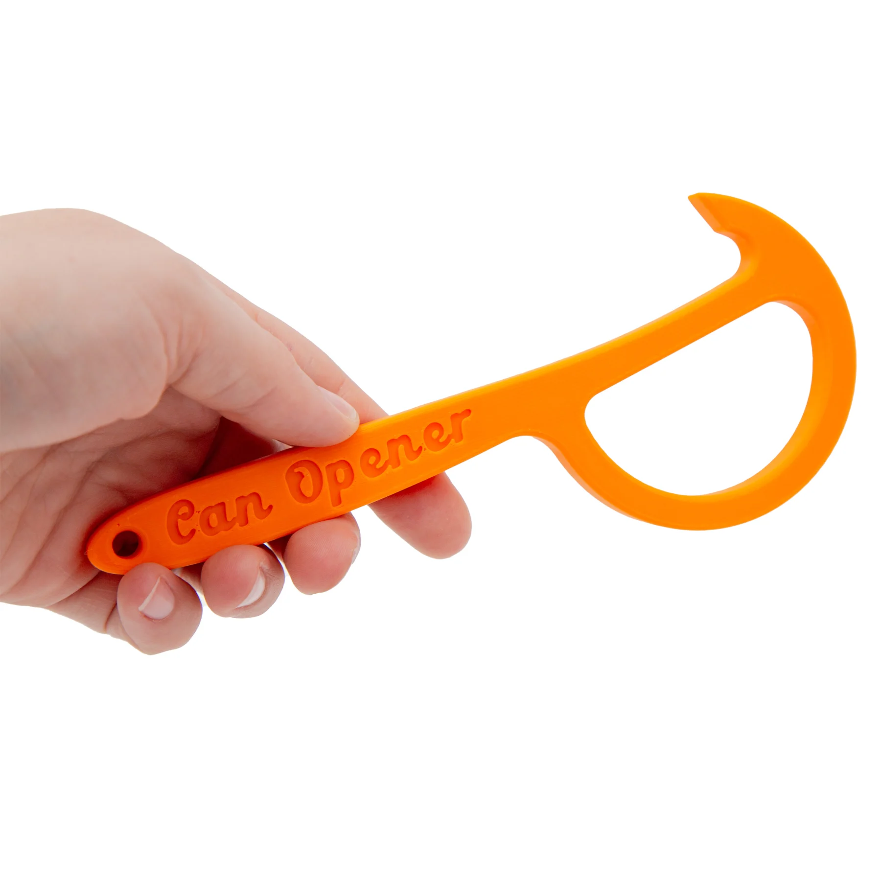 Person holding pop tab opener with white background